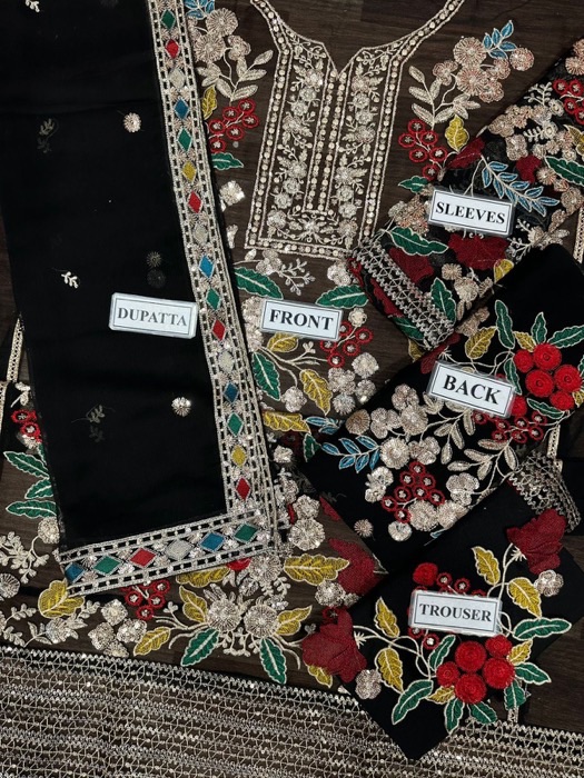 The Rang Rasiya RR-705 Chiffon Suit is a perfect choice for women who love graceful formal wear with rich embroidery. Crafted with premium chiffon fabric and paired with a satin silk trouser, this 3-piece suit offers a luxurious and sophisticated look.