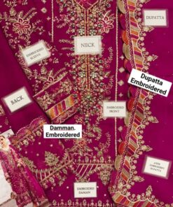 The Maria B MB-694 Semi Pure Chiffon Suit is a premium outfit designed for women who love rich embroidery and festive elegance. Made with semi pure chiffon fabric, this 3-piece suit features heavy spangle work, sequence embroidery, and hand embellishments, making it perfect for weddings and formal events.