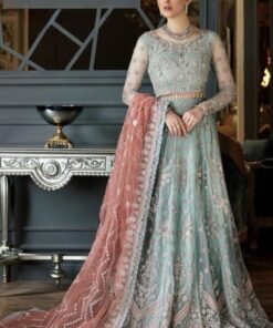 Emaan Adeel EA-704 Net Frock Suit with Heavy Embroidery and Satin Silk Trouser