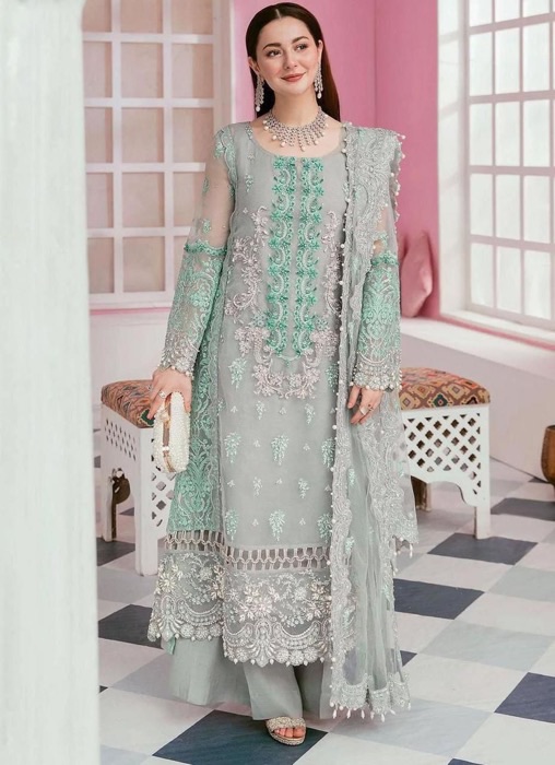 Elaf Premium EP-703 Organza Suit with Stone Handwork and Malai Trouser