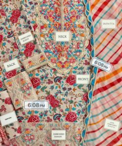 Introducing the Aneelas AN-739 Printed Lawn 3 Piece Suit, a stunning outfit designed for women who love elegant prints combined with heavy spangle embroidery. This suit brings together modern digital patterns and traditional embellishments, making it perfect for both casual and semi-formal wear.