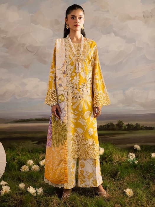 Nureh NR-680 Printed Lawn Suit with Spangle Embroidery and Chiffon Dupatta