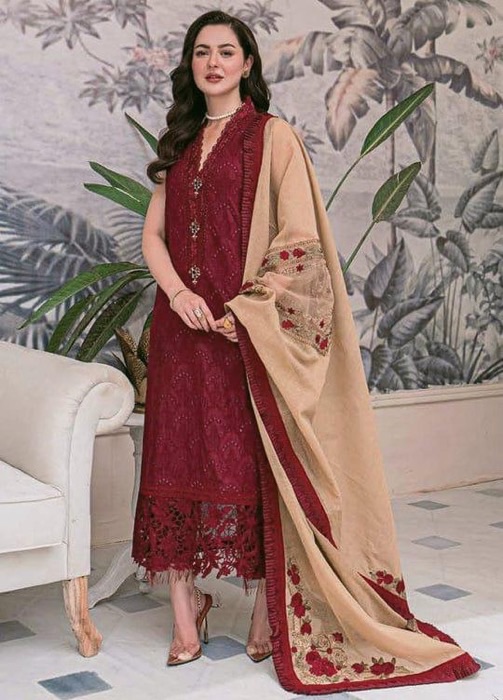 Zarqash ZQ-678 Chikankari Cotton Suit with Cotton Net Dupatta