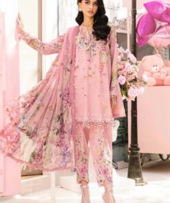 Maria B MB-681 Printed Lawn Suit with Heavy Embroidery and Chiffon Dupatta