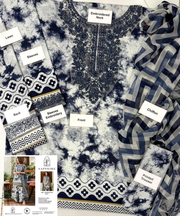 The Sapphire SP-682 Printed Lawn Suit is a perfect choice for women who love simple yet elegant designs. Crafted with premium lawn fabric and paired with a printed chiffon dupatta, this 3-piece suit offers a fresh and modern look for summer.