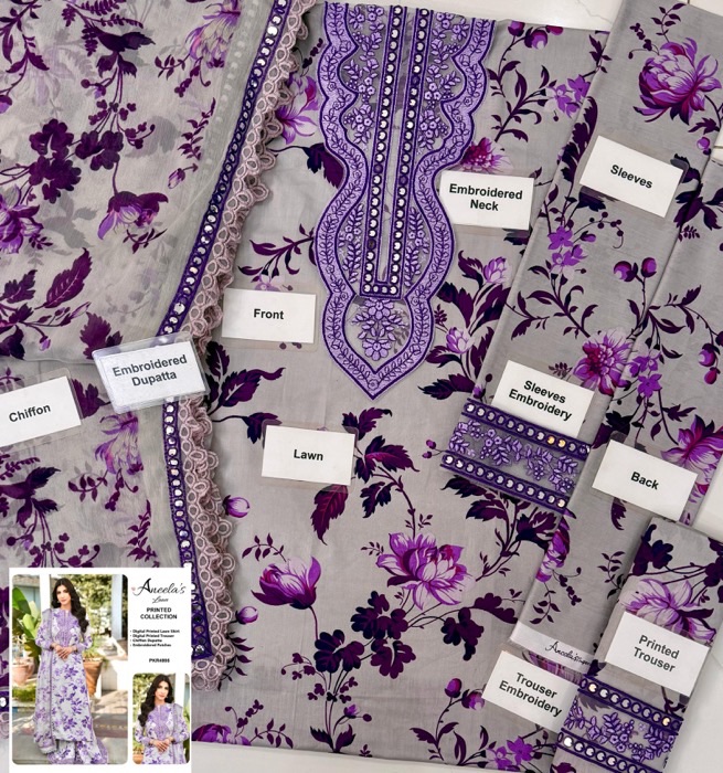 The Aneelas AN-721 Lawn & Chiffon 3 Piece Suit is a perfect combination of modern prints and delicate embroidery, designed for women who prefer lightweight, stylish, and comfortable outfits. This suit brings together vibrant lawn prints and elegant chiffon dupatta, making it ideal for everyday wear as well as semi-formal occasions.
