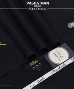 Pasha Black Soft Cotton Unstitched Suit for Men premium summer fabric