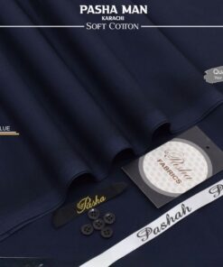 Pasha Navy Blue Soft Cotton Unstitched Suit for Men premium summer fabric