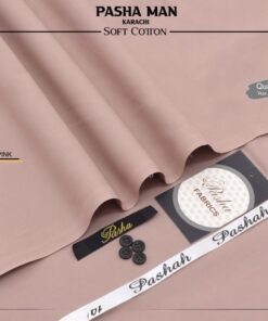 Pasha Rose Pink Soft Cotton Unstitched Suit for Men premium summer fabric