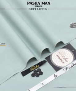 Pasha Pastel Mint Soft Cotton Unstitched Suit for Men premium summer fabric
