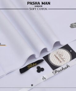 Pasha White Soft Cotton Unstitched Suit for Men premium summer fabric