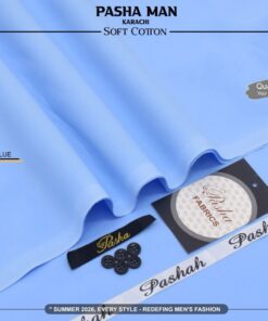 Pasha Sky Blue Soft Cotton Unstitched Suit for Men summer fabric