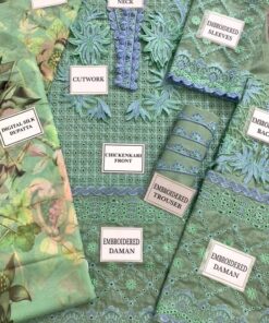 The Mushq MQ-712 Chikankari Lawn Suit is a standout design for women who love rich embroidery with modern detailing. Crafted with premium lawn fabric and paired with a digital printed silk dupatta, this 3-piece suit features heavy schifflie embroidery, multi-thread work, and 3D floral patches, making it perfect for summer and festive wear.