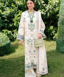 Mahnur MN-713 heavy embroidered cotton chikankari 3 piece suit with chiffon dupatta