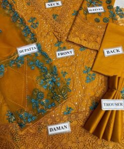 The Bin Ilyas BI-714 Luxury Chicken Kari Collection is a perfect blend of traditional craftsmanship and modern festive fashion. Designed for women who love graceful and detailed embroidery, this 3 piece suit offers a luxury appearance with premium finishing. It is an ideal choice for festive occasions, family gatherings, and semi-formal events where you want to look stylish yet elegant.