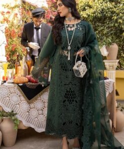 Bin Ilyas BI-729 embroidered lawn suit with chikankari work and organza dupatta