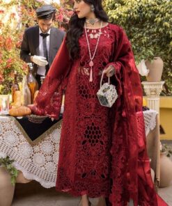 Bin Ilyas BI-730 embroidered lawn suit with chikankari work and organza dupatta