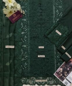 Upgrade your seasonal wardrobe with the Bin Ilyas BI-729 Luxury Lawn Embroidered 3 Piece Suit, a perfect blend of tradition and modern fashion. This beautifully designed suit offers premium lawn cotton fabric with intricate chikankari embroidery, making it an ideal choice for women who want elegance, comfort, and style in one outfit.