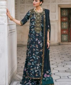Iznik IZ-750 embroidered lawn suit with silk dupatta and zari work