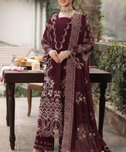 Kahf KF-755 embroidered suit with organza dupatta