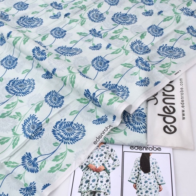 Edenrobe ED-10 2 Piece Allover Lawn Unstitched Suit Digital Printed Premium