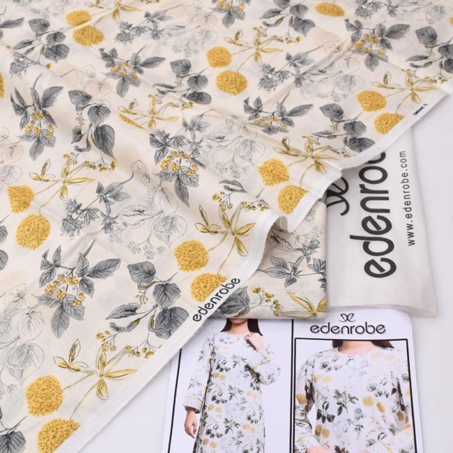 Edenrobe ED-08 2 Piece Allover Lawn Unstitched Suit Digital Printed Premium