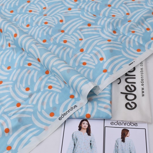 Edenrobe ED-14 2 Piece Allover Lawn Unstitched Suit Digital Printed Premium