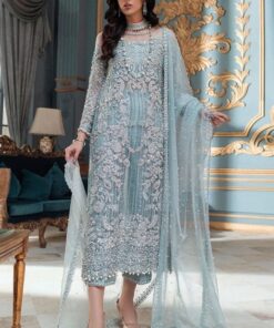 Laam LM-786 net suit with sequence embellishment and satin silk trouser