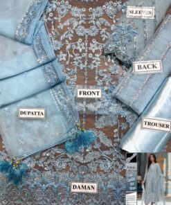 Introducing the Laam LM-786 Luxury Net 3 Piece Suit, a stunning outfit designed for women who love heavy sequence work with modern embellishments. This suit offers a perfect blend of net fabric elegance and satin silk comfort, making it ideal for weddings, festive occasions, and formal events.