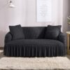 Dark grey jersey bubble sofa cover Persian style with matching cushion covers