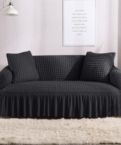 Dark grey jersey bubble sofa cover Persian style with matching cushion covers