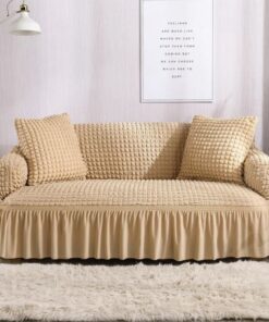 Light Brown Jersey Bubble Sofa Cover Persian Style Stretch Fitted Cover