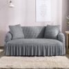 Silver grey jersey bubble sofa cover Persian style with matching cushion covers