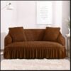 Chocolate color jersey bubble sofa cover Persian style with matching cushion covers