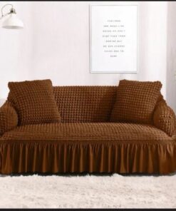 Chocolate color jersey bubble sofa cover Persian style with matching cushion covers