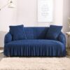Blue jersey bubble sofa cover Persian style with matching cushion covers