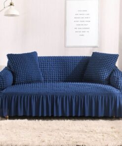 Blue jersey bubble sofa cover Persian style with matching cushion covers