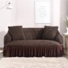 Dark chocolate jersey bubble sofa cover Persian style with matching cushion covers