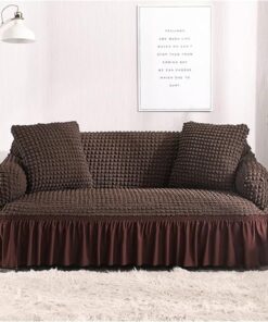 Dark chocolate jersey bubble sofa cover Persian style with matching cushion covers