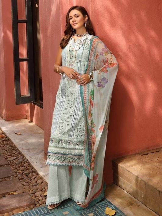 Noor By Sadia NS-767 chikankari lawn suit with silk dupatta