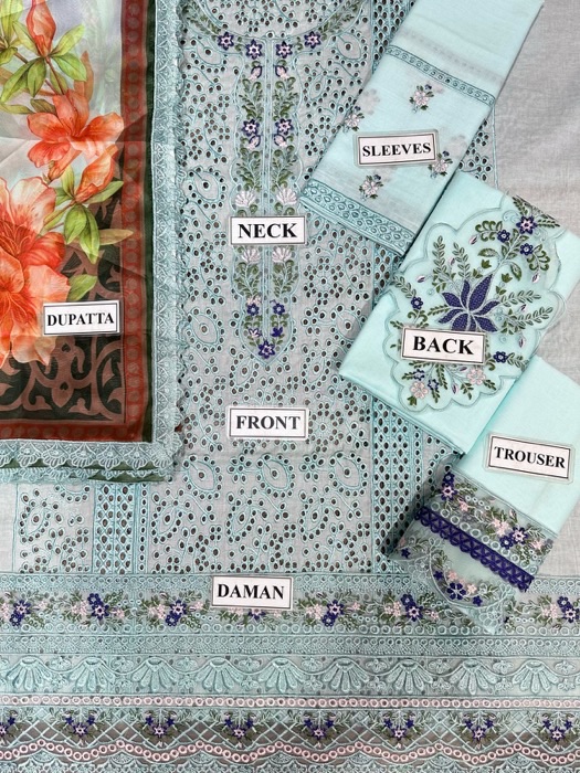 Introducing the Noor By Sadia NS-767 Chikankari Lawn Cotton 3 Piece Suit, a beautifully crafted outfit designed for women who love classic chikankari embroidery with a modern elegant touch. This suit is perfect for those who prefer minimal yet graceful fashion for summer and semi-formal wear.