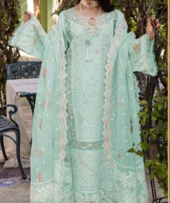 Bin Ilyas BI-765 chikankari embroidered suit with organza dupatta