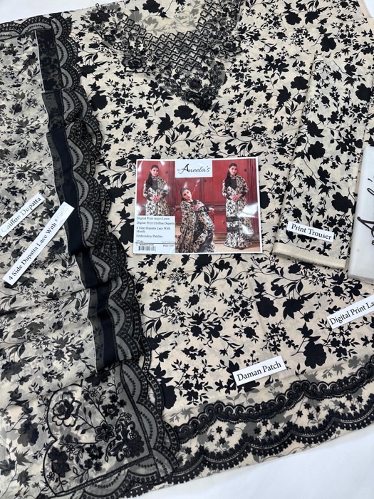 The Aneelas IA-124 Lawn 3 Piece Suit is a perfect combination of modern digital prints, premium Airjet lawn fabric, and elegant chiffon dupatta styling. Designed for women who prefer a lightweight yet stylish outfit, this suit delivers a complete summer-ready fashion statement.