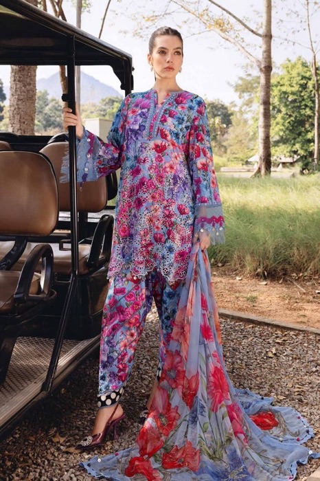 Maria B MB-775 schiffli embroidered lawn suit with chiffon dupatta