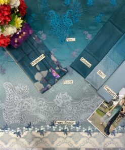 Introducing the Noor By Sadia NS-784 Printed Lawn 3 Piece Suit, a beautifully designed outfit that combines double shaded prints with elegant embroidery and pearl work. This suit is perfect for women who love modern styling with a soft, graceful look, making it ideal for summer and semi-formal wear.