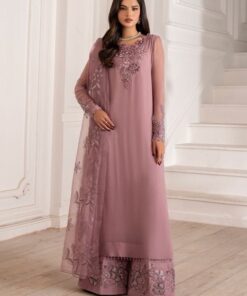 Iznik IZ-785 chiffon embroidered suit with organza dupatta