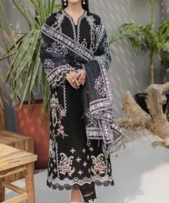 Qalamkar QM-792 embroidered suit with organza dupatta