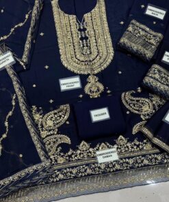 Introducing the Asim Jofa AJ-795 Luxury Chiffon 3 Piece Suit with Gharara, a stunning outfit designed for women who love traditional gharara style with heavy embroidery and modern elegance. This suit features chiffon fabric with detailed embroidery, sequence work, and a heavily embroidered dupatta, making it perfect for weddings and festive occasions.