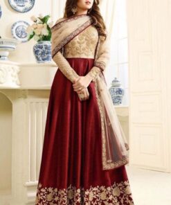 ICM-793 Indian chiffon embroidered maxi with net dupatta