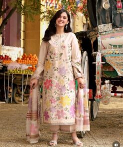 Aneelas IA-129 Embroidered Lawn Suit with Digital Monark Dupatta